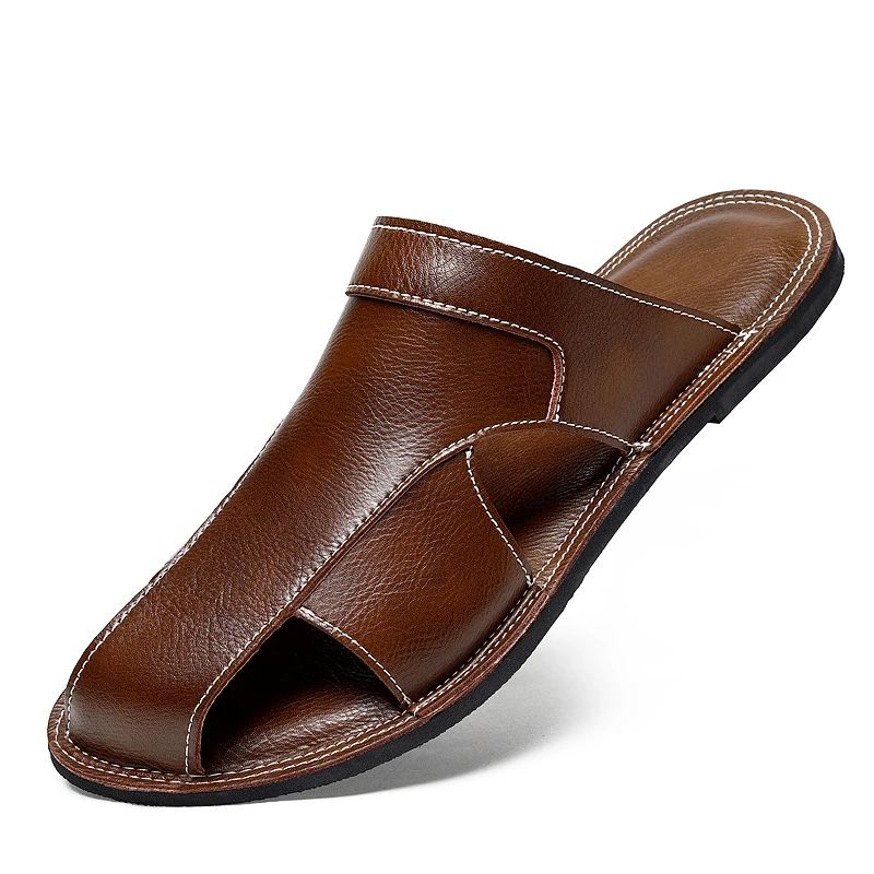 

Hot Sale Genuine Leather Fisherman Slippers Unisex Breathable Casual Slides