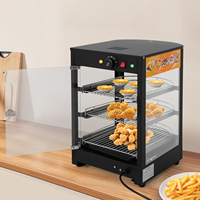 3-Tier Food Warming Cabinet (Black, EU Plug) | Electric Display Warmer, 0.8KW, Warm LED Light, 354252cm