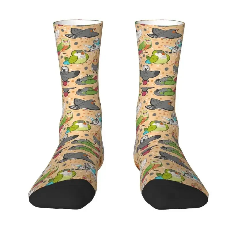 Pet Birds Mens Crew Socks Unisex Fun Cockatiel Budgie Parrot Spring Summer Autumn Winter Dress Socks