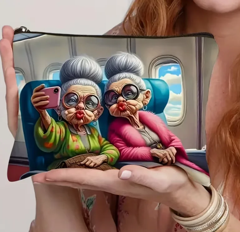 A Vintage Hippie-Inspired Bag Cosmetic Pouch, An Essential Makeup for Grandmothers, A for Storing Toiletry Organizer Bag