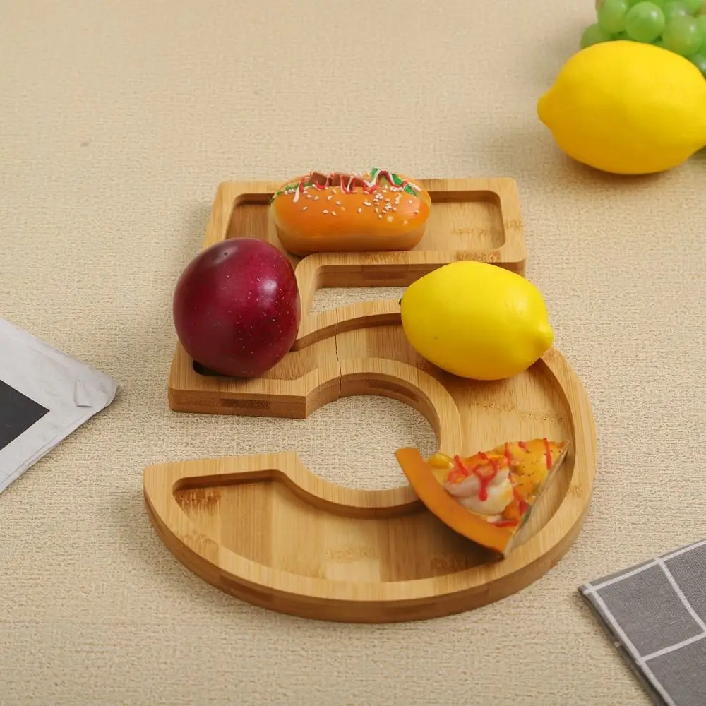 Large Wooden Number Charcuterie Board Decorative Fillable Number Food Tray Practical Food Platter Serving Trays