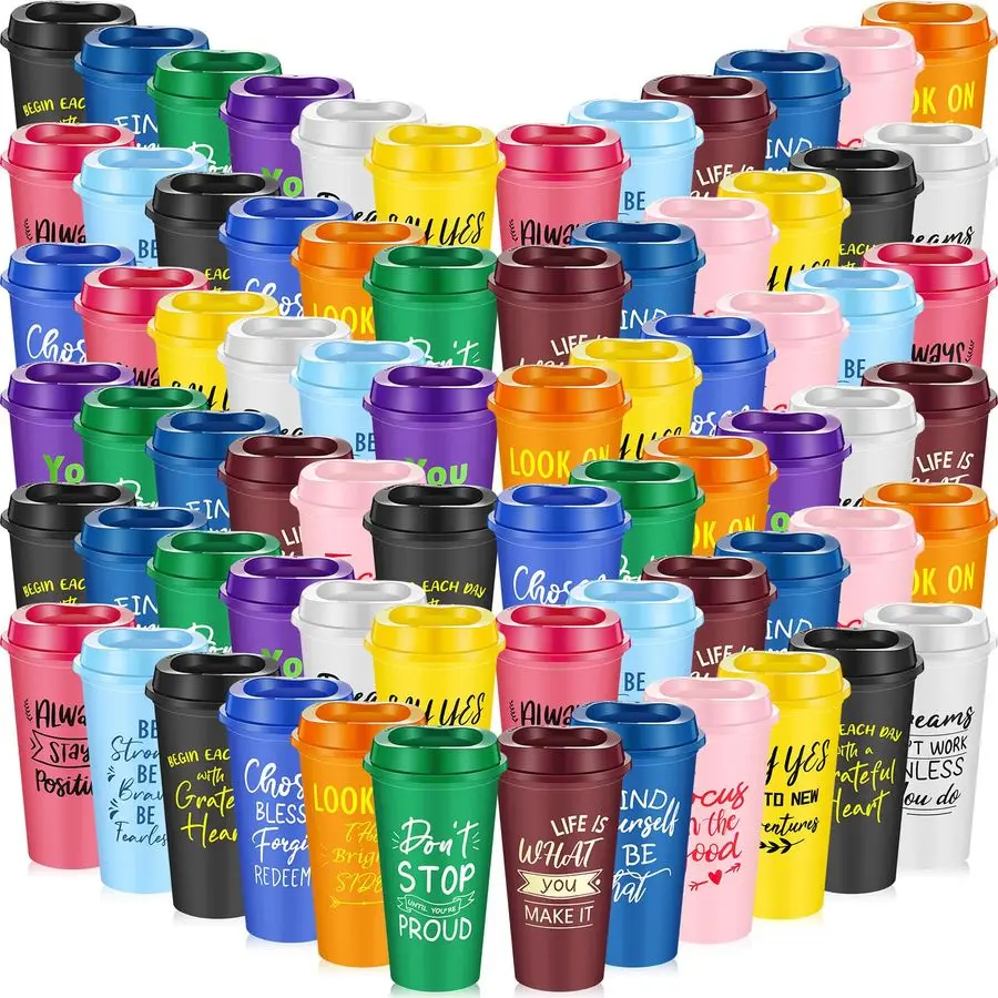 

Вдохновляющие подарки для сотрудников, коллеков, учителей, многоразовые пластиковые кофейные чашки на 16 унций с позитивными высказываниями, спасибо