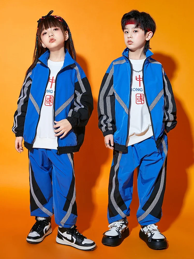 Veste et pantalon de sport à manches longues pour enfants, vêtements de danse Hip Hop pour garçons, trempés, jazz, performance, rave