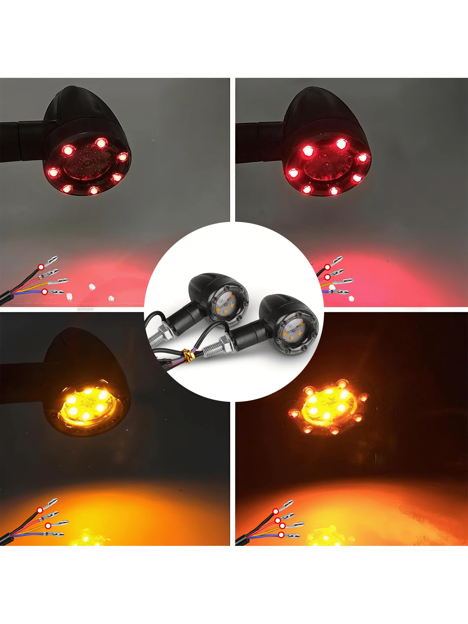 

4pcs Bullet Shape LED Light Red Yellow Motorcycle Car Boat Pickup Truck Accessory 12V Hardwired