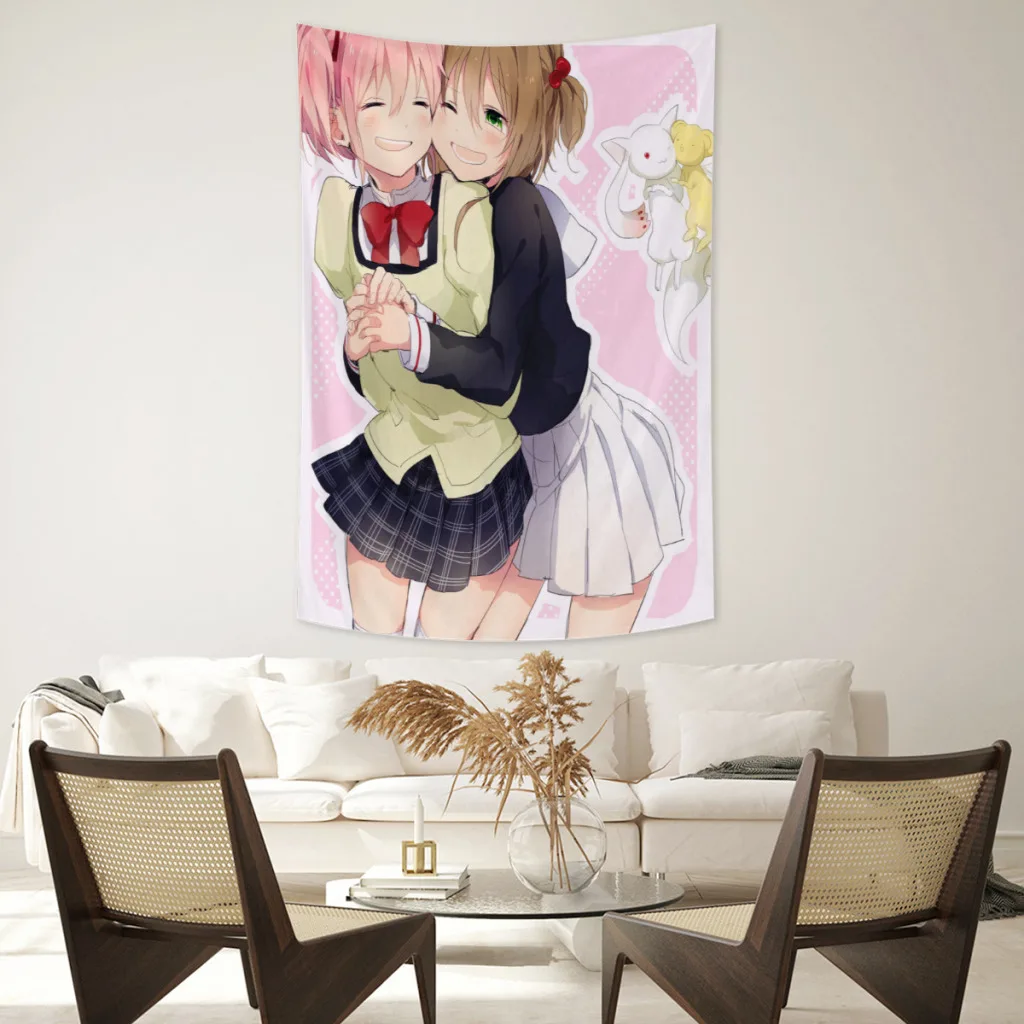 Anime Tapestry Japan Kawaii Puella Magi Madoka Magica Wall Hanging For Bedroom Décor Aesthetic