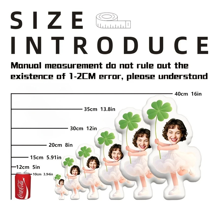 1pc DIY Custom Lucky Four-Leaf Clover Pillow - Personalized Photo & Text, Soft Short Plush Fabric, Zipper Closure, Machine Washa