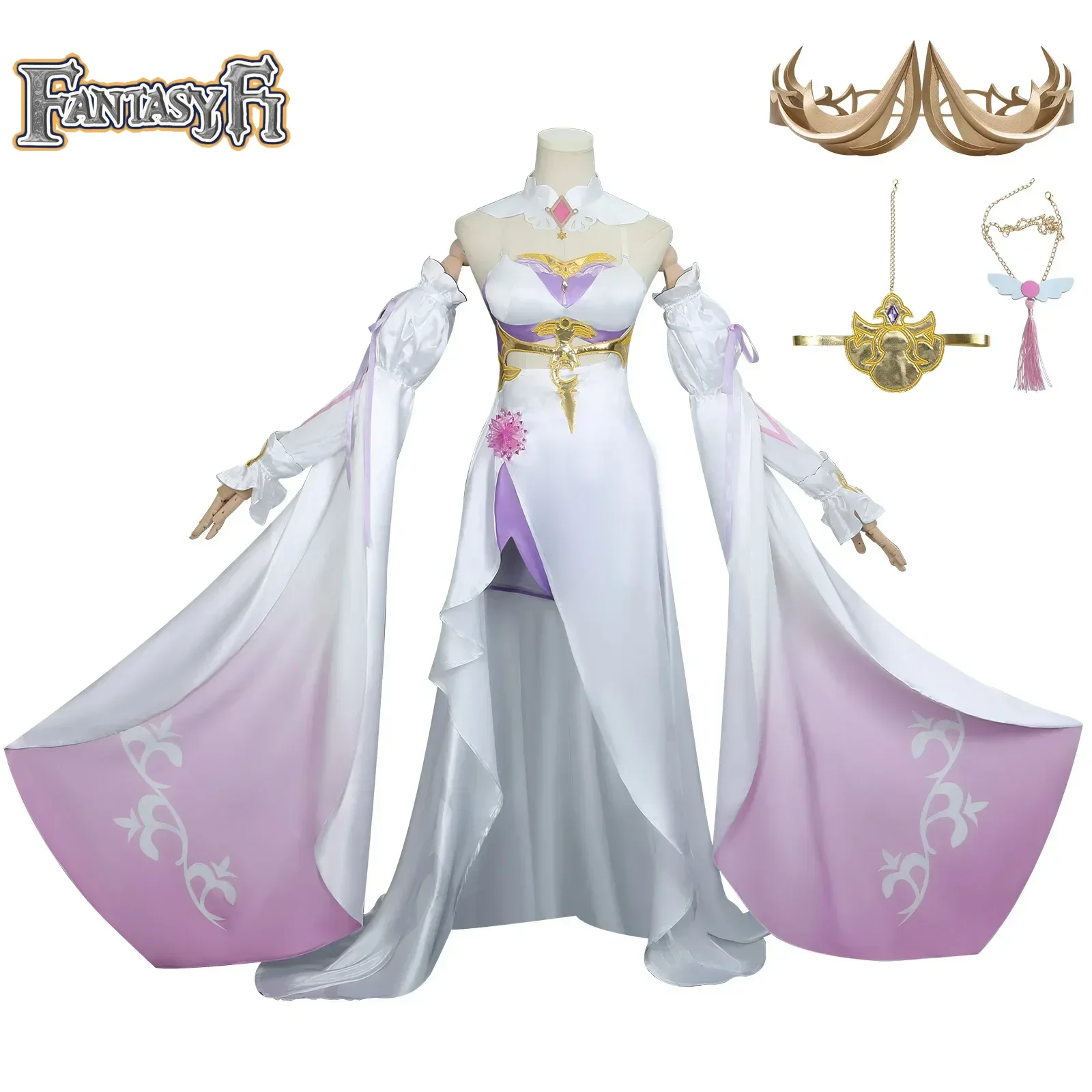 لعبة هونكاي إمباكت 3 إليسيا لعبة كوسبلاي زي الملاك يعود مسحوق أبيض موحد شعر مستعار مثير كرنفال حفلة عيد الميلاد البدلة