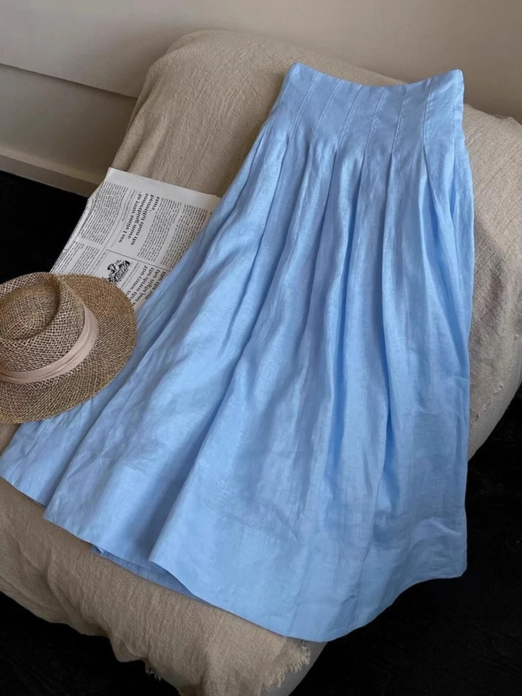 

Plus Size Ele Mid-Length Commute Skirt Slimming Color Casual Versatile High Waist Midi Skirt for Women's Faion