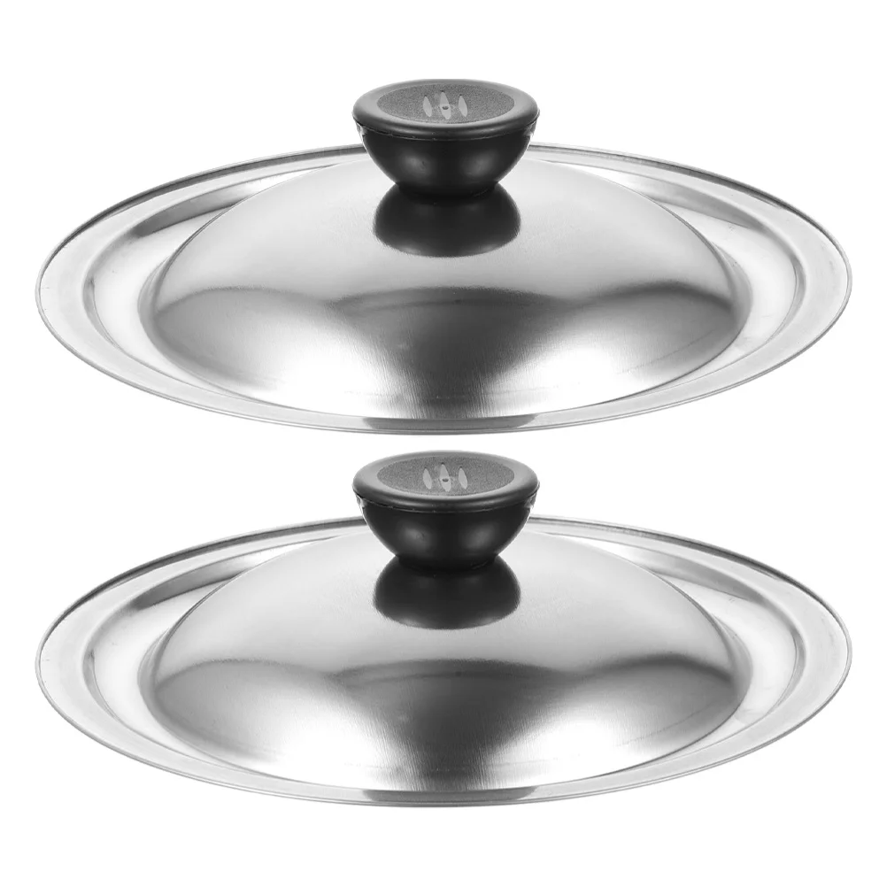

2Pcs Stainless Steel Universal Lid 20Cm Secure Seal for Pots Pans Snack Trays Buffet Steam Pans Fry Breading Sauce Bowls Kitchen