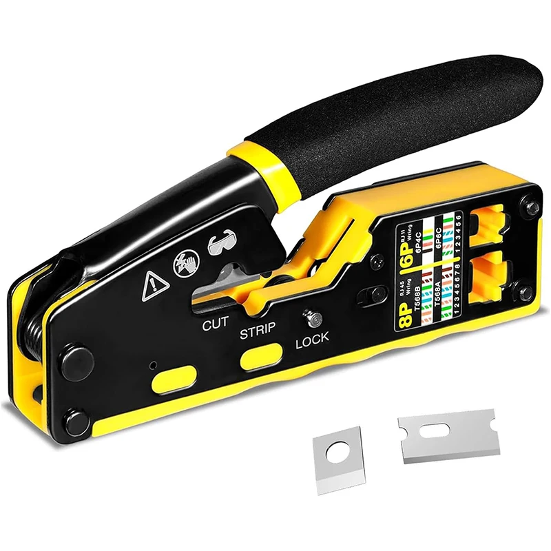 

RJ45 Crimping Tool Ethernet Crimp Tool Crimper for RJ11/RJ12 Standard, RJ45 Pass Through Connectors