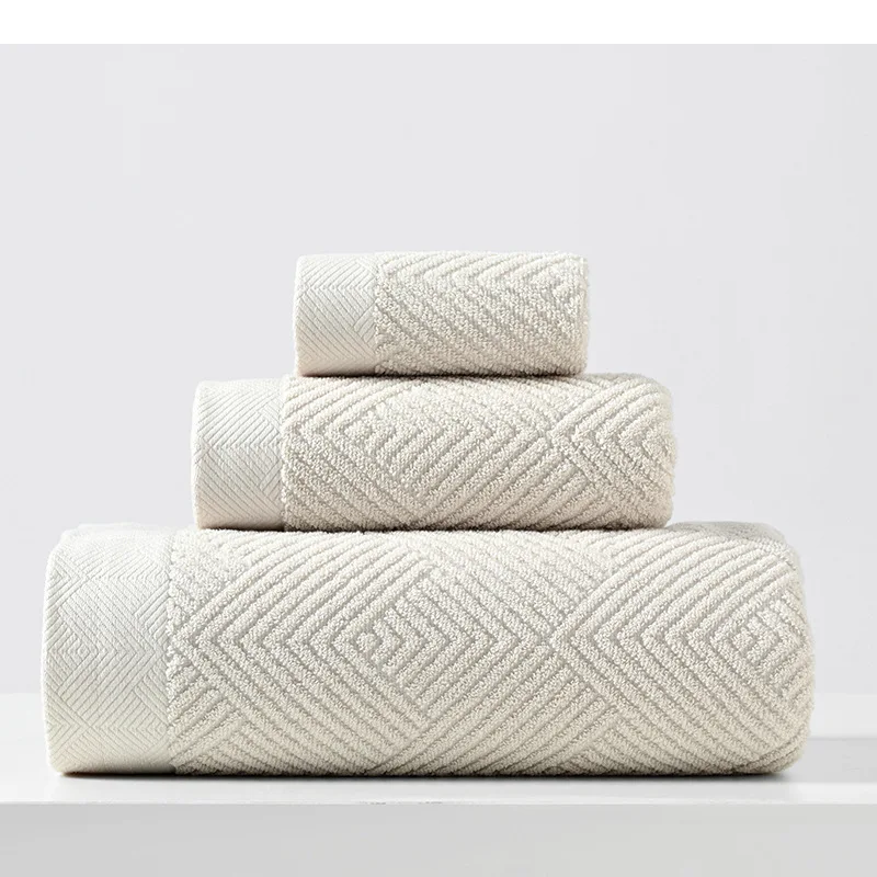 3pcs/Set Bath Towel 70*140 Face Towel Quick Dry Water-Absorbent Soft Cotton Bath Towels Beige Yellow Grey Green Men Women Kids
