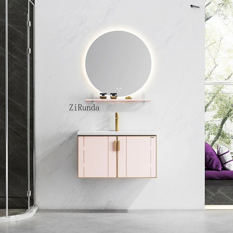 Armário de banheiro integrado de cerâmica montado na parede conjunto de banheiro lavatório banheiro simples