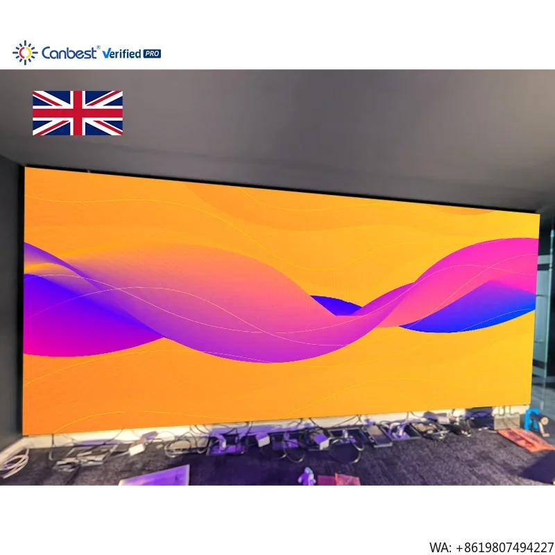 P0.9 5400X2365mm 17.72X7.76ft Ultra Fine Pitch COB Indoor LED Video Wall Display Screen for UK Modern Corporate Office Building