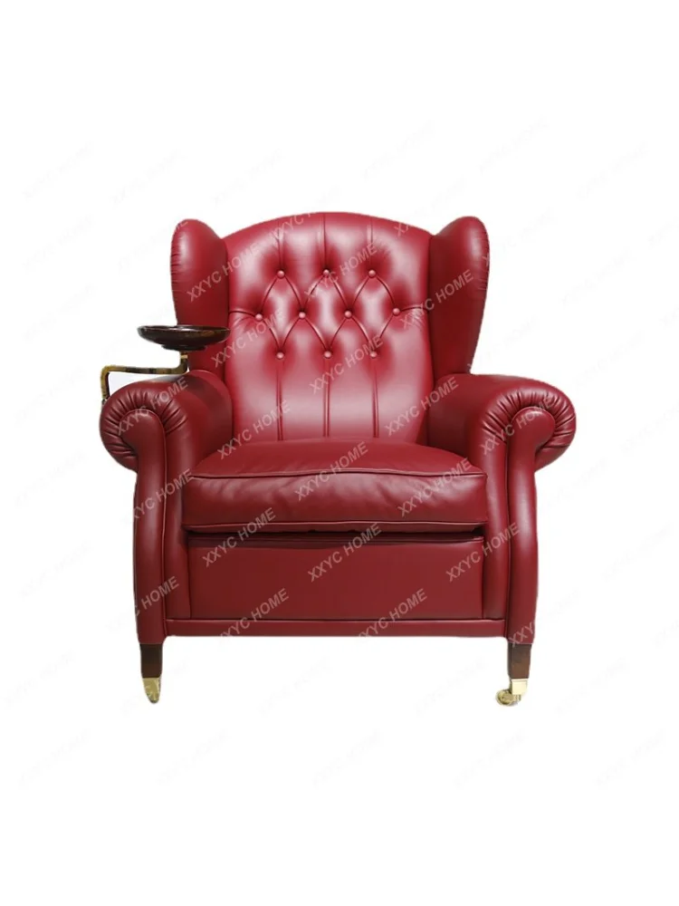 Classical Light Luxury Leather Wingback Chair Single High-End Custom Desk Chair Armchair  home decoration accessories furniture