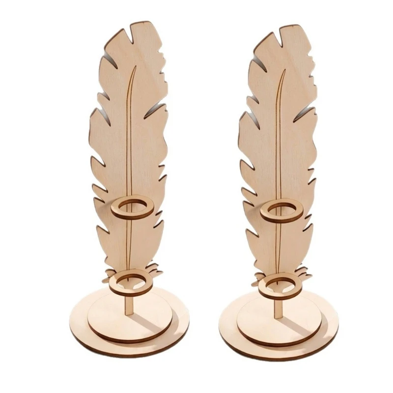 Pen Holders Stand 1 Pair for Decorative Desk Storage, Design with Double Rings Supports and Round Base for H8WD