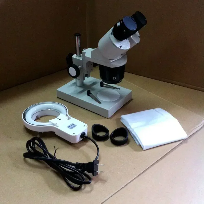 30X 60X Binocular Stereo Industrial Microscope with 110/220V 8W Fluorescent Ring Light for Electronics Repair Microscopio