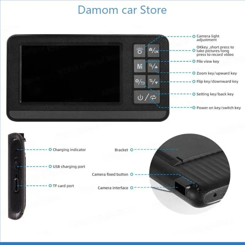 A2UC Industrial Endoscope Camera 1080P 8mm Single Lens Pipe Car Inspection Borescope