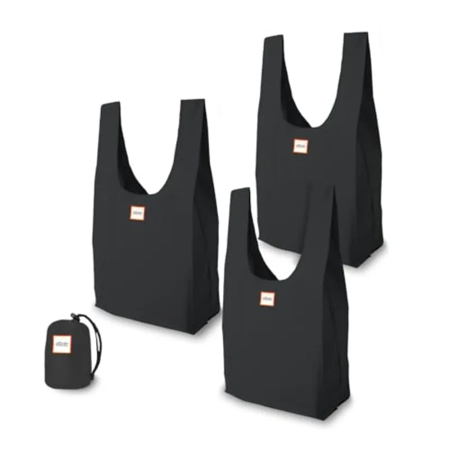 

Foldable Reusable Shopping Bags in 1 Compact Pouch, Luxury Quality, Recycled Fabric, Holds 50+ lbs, Machine Washable, Pouch Fit