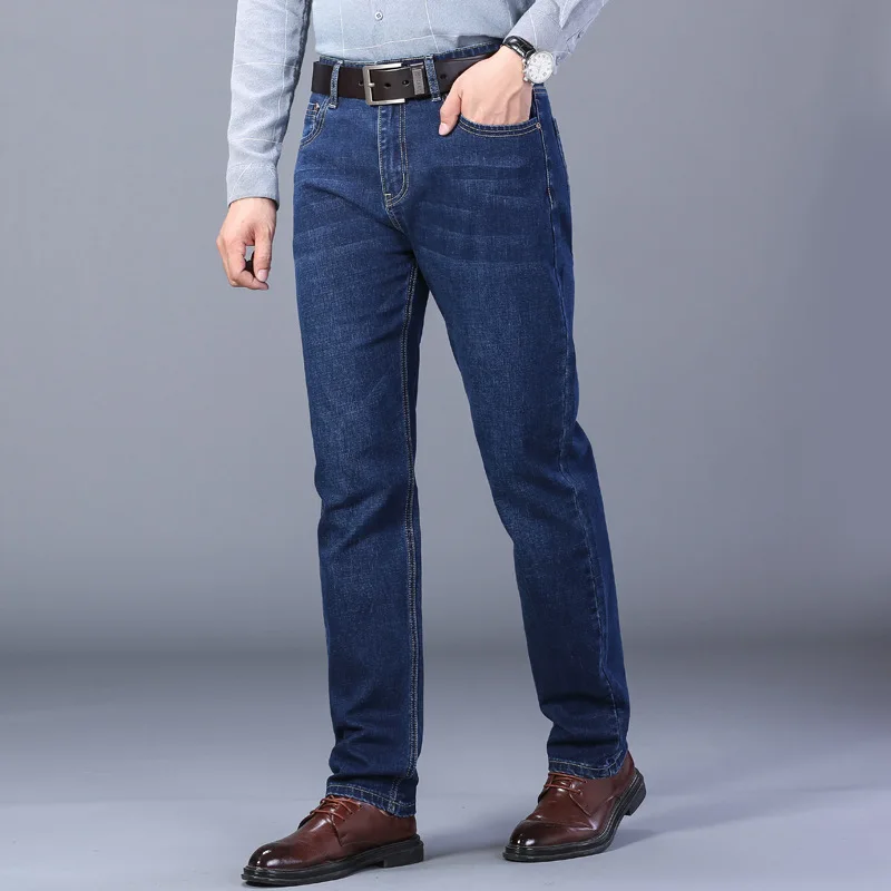 Men Jeans Stretch Skinny Denim Pants Solid Color Black Blue Spring Luxury Street Harajuku Hip-Hop Style Slim Fit Trousers Brand