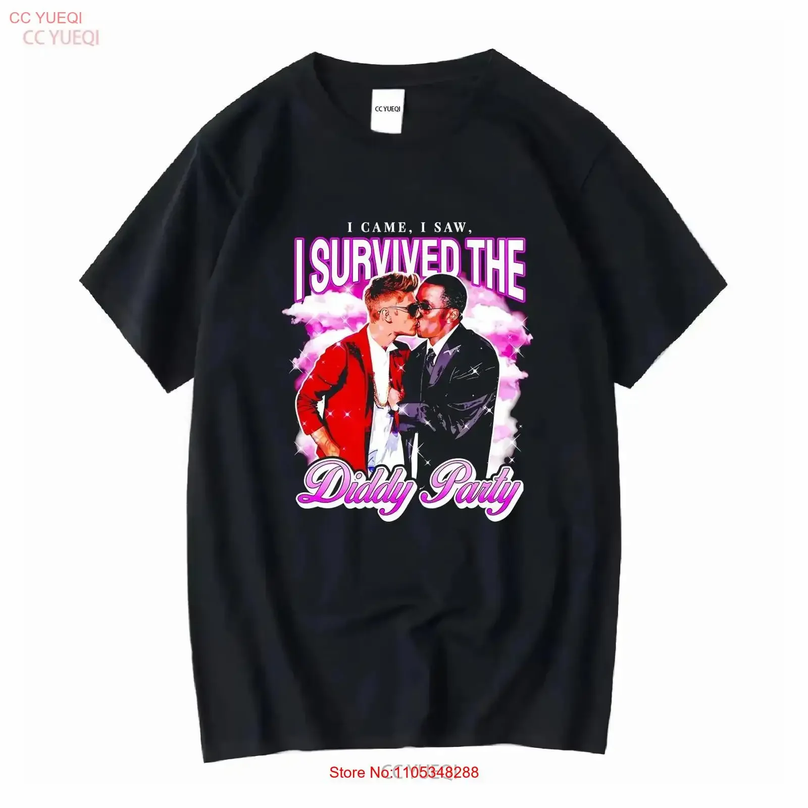 I Survived the Diddy Party Trendy T shirt Funny Meme vintage Washed Top For Everyday Wear graphic designer clothes Comfortable