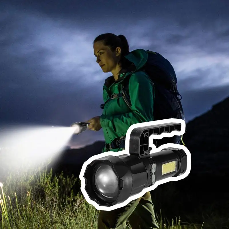 Observation Flashlight Handheld Work Telescopic Zoom Flashlight Rechargeable Detachable Handle Outdoor Lighting Type-C Charging