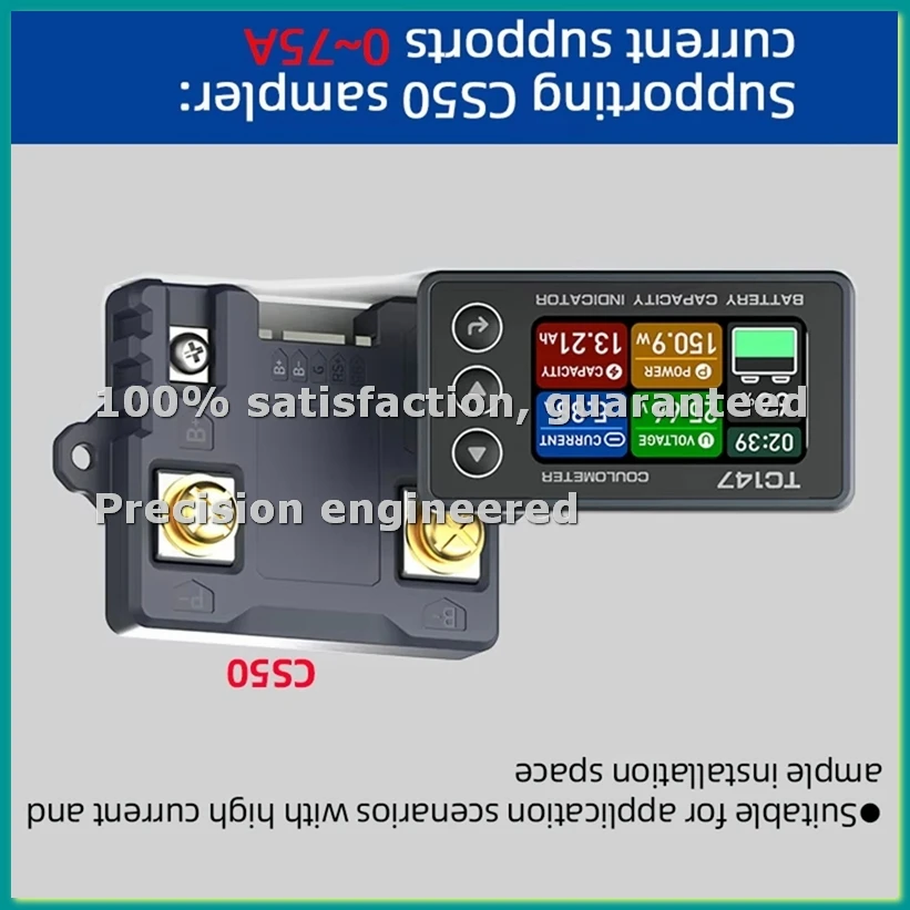 

Высокоточный кулонометр с цветным экраном TC147, измеритель напряжения и тока аккумулятора TC147-CS30(0-30A)-TCES