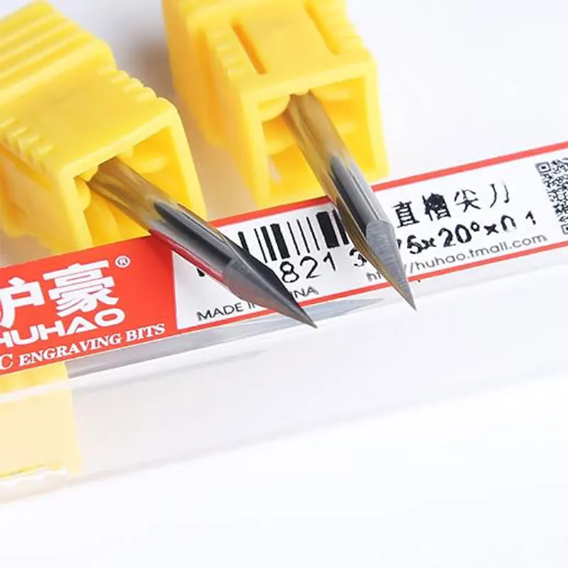 HUHAO 5pcs Engraving Bit Set Wood V Shape Carving Bit 3.175mm Shank CNC Router Bit 2 Flute Milling Cutter for Wood Acrylic MDF