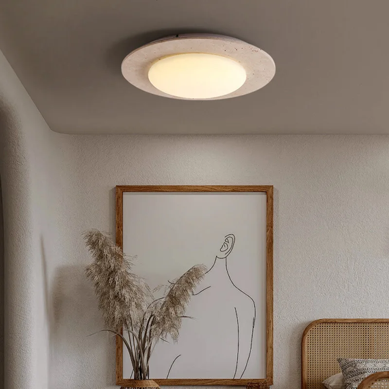 Circular Yellow Cave Stone Ceiling Lights Bedroom Wabi Sabi Style Simple Study Living Dining Room Indoor Ceiling Lamps Fixtures