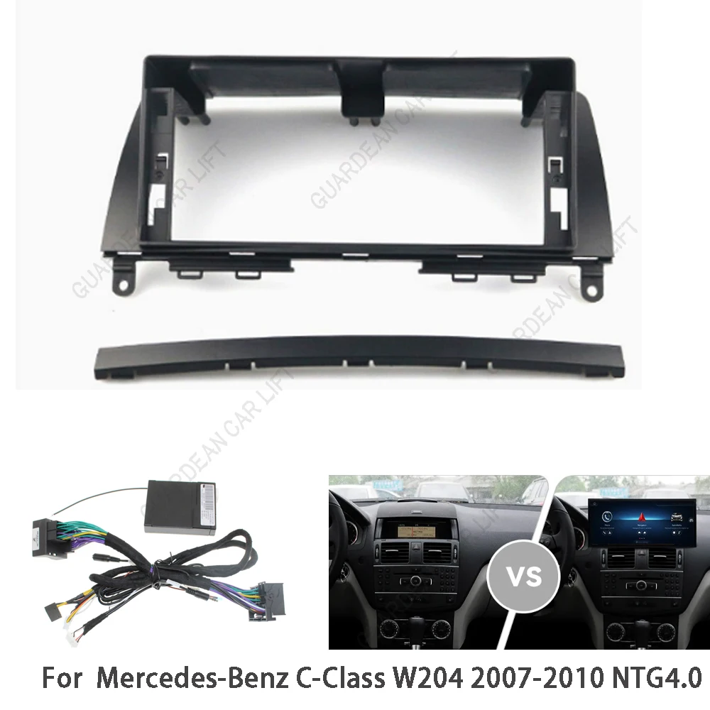 

12.3Inch Car Radio Fascias For Benz C-Class W204 2007-2010 NTG4.0 Adapter Canbus Box Decoder Android Radio Audio Fitting Panel