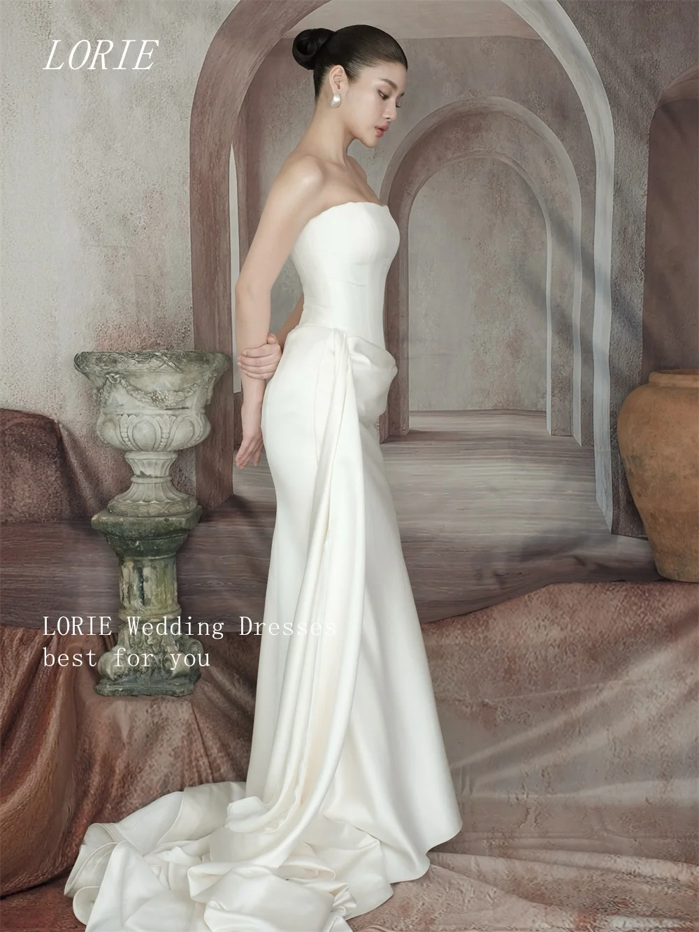 LORIE فستان زفاف حورية البحر فاخر بدون حمالات فساتين زفاف مشد بسيط ثوب زفاف مخصص 2026 #2