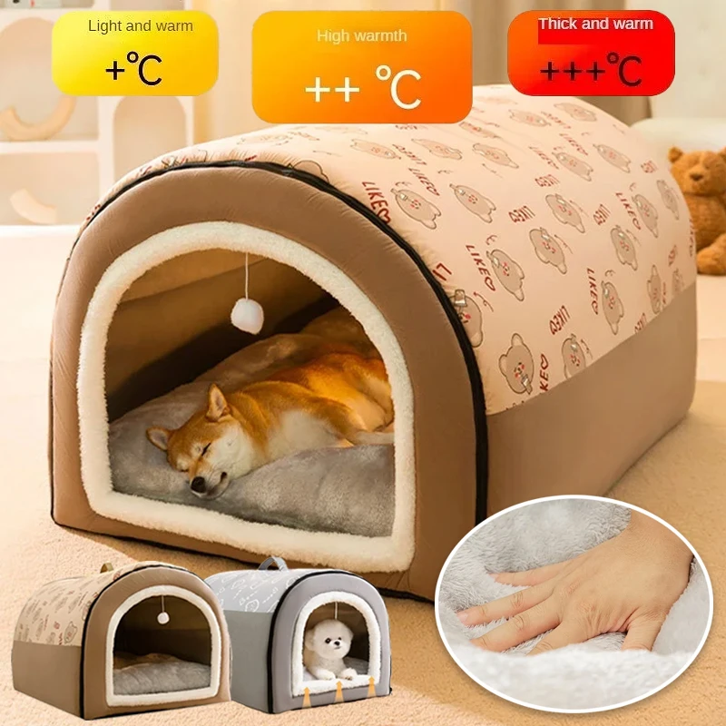 Winter Warm Large Dog Bed Premium Winter Dog House Deep Sleep House Cat Nest Enclosed Pet Tent for Kittens Puppy Pet Supplies 개집