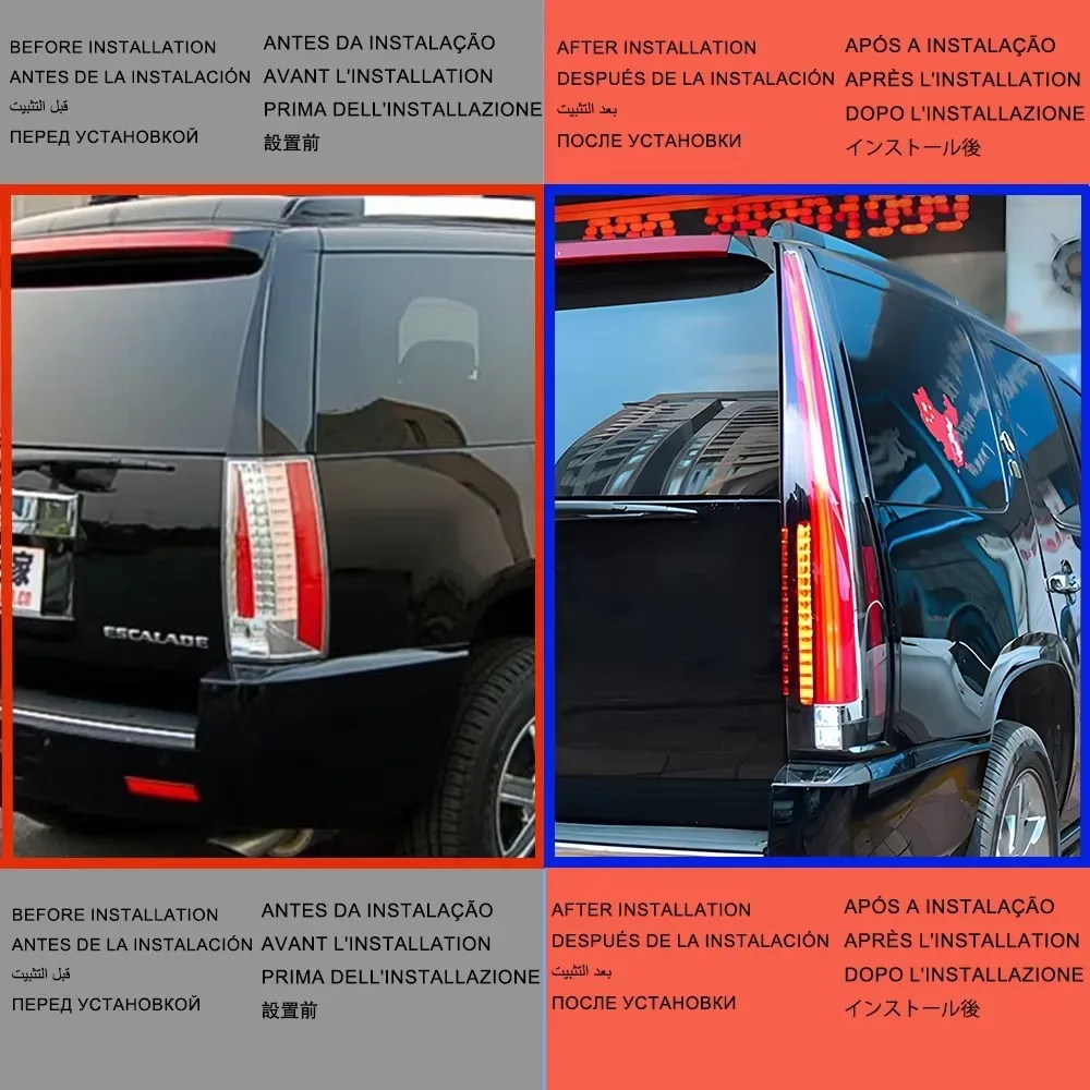 For Cadillac Escalade 2007-2014 Auto Back Lamps Assembly Upgrade High Quality New Style LED Taillights Plug and Play Accessories
