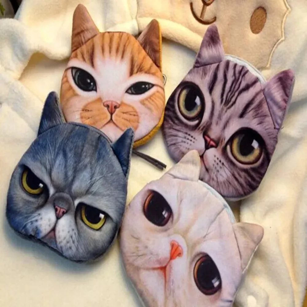 Cartoon Cat Coin Purse Cute Kids Purse Casual Zipper Children Wallet Girls Purse Small Money Bag Animal Prints Coin Card Holder
