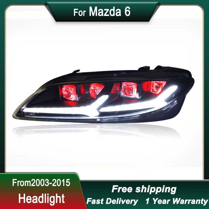 Car Led Headlights for Mazda 6 2003-2015 Upgrade to Devil eye FULL LED Headlight DRL Dynamic Signal Head Lamp  Headlamp Accembly