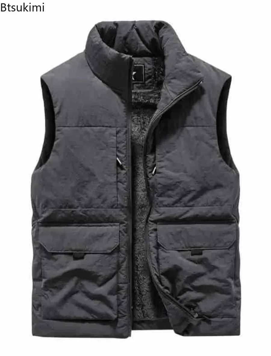 Plus Size 6XL Outdoors Military Warm Vest Coats Men's Fleece Lining Thicker Sleeveless Jacket Male Multi-pocket Casual Waistcoat