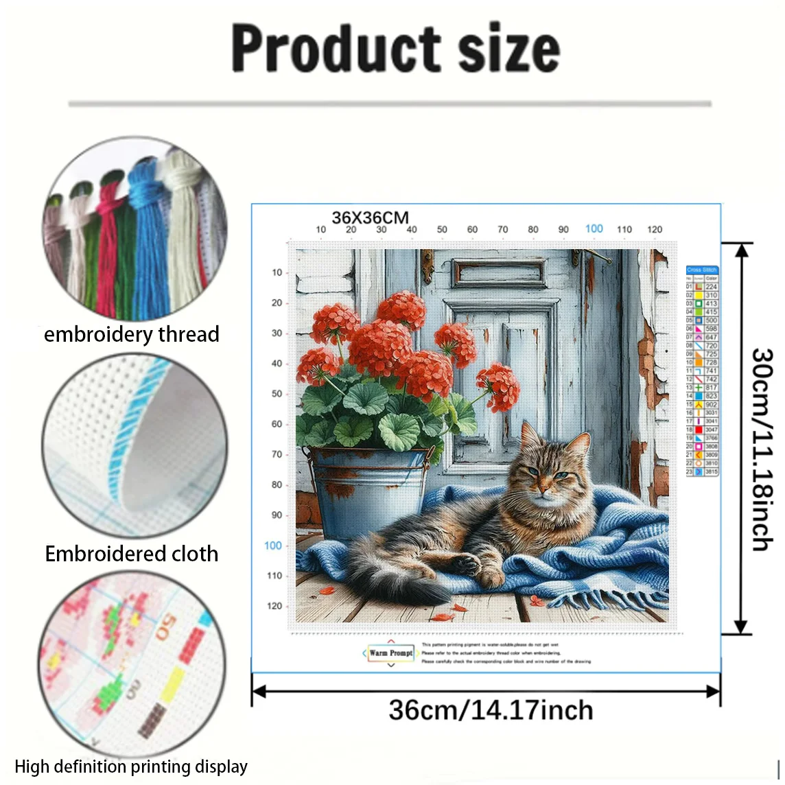 Cozy Porch Moment Cross Stitch Kit DIY 11CT Embroidery Home Wall Decor Gift Handmade Material Frameless Semi-Finished 36×36cm