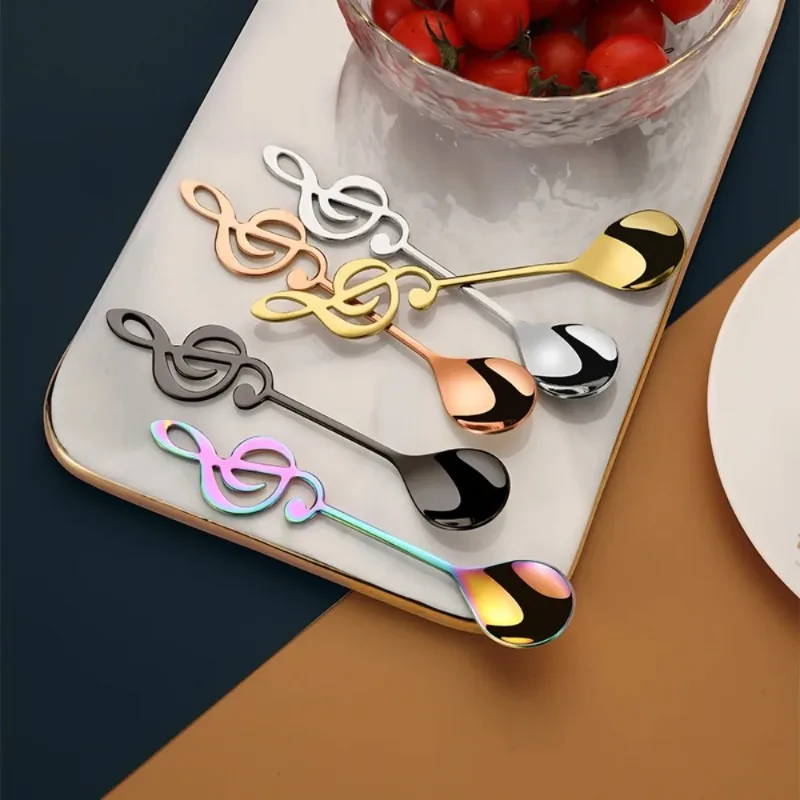 

Elegant Gold Music Bar Spoon Stainless Steel Long Handle Coffee Stirrer Dessert Spoon for Home Bar Party Cocktail Mixing Tool