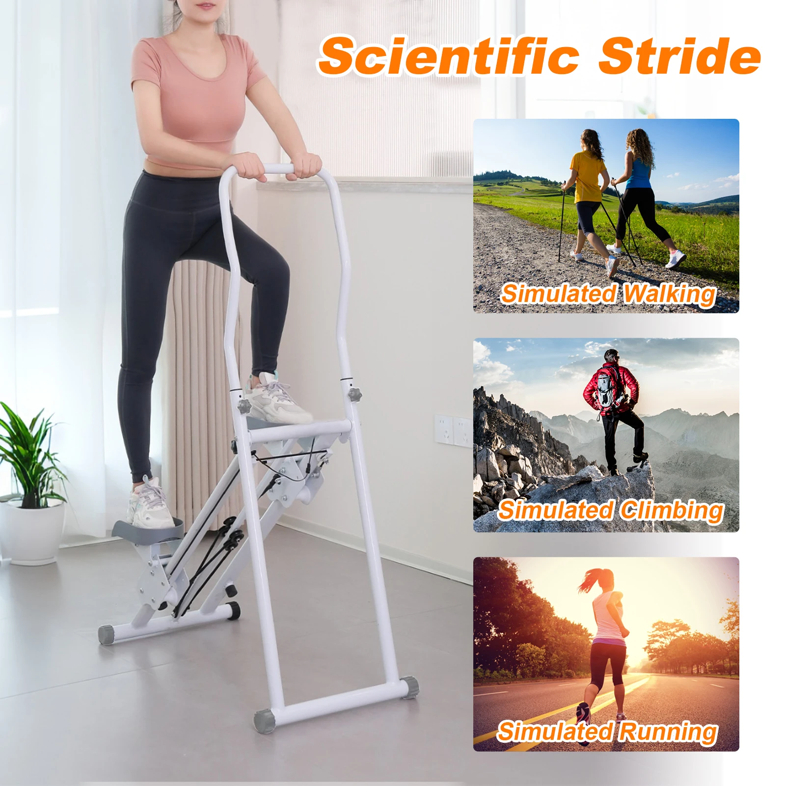 

Foldable Stairs Stepper with Handlebar, Home Stair Stepper with Adjustable Pedals, Compact Step Fitness Machines for Home Gym