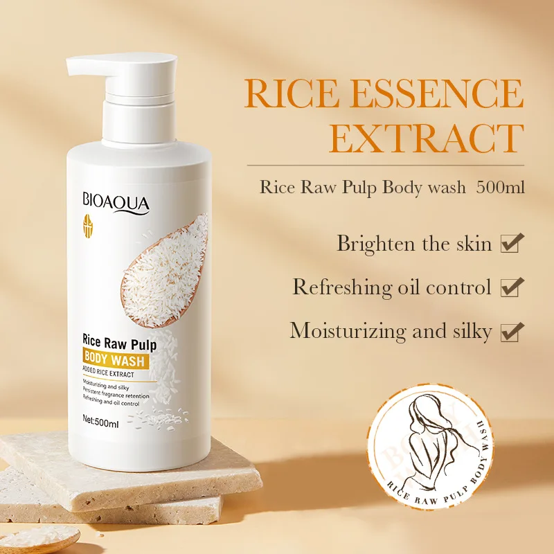 

BIOAOUA Rice Raw Bath Wash Wash Body Cleansing Brightening Body Soft Moisturizing and Moisturizing Skin Gentle Not Irritating