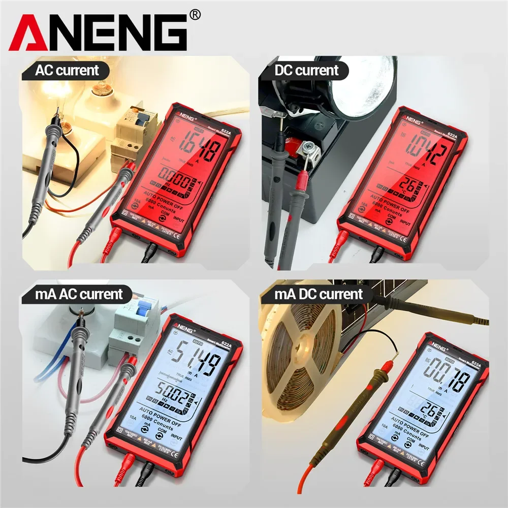 Multimeter Infrared Laser Detection 6000 Counts AC/DC Voltage Current Diode Temperature NCV Voltage Induction Tester ANENG 622A