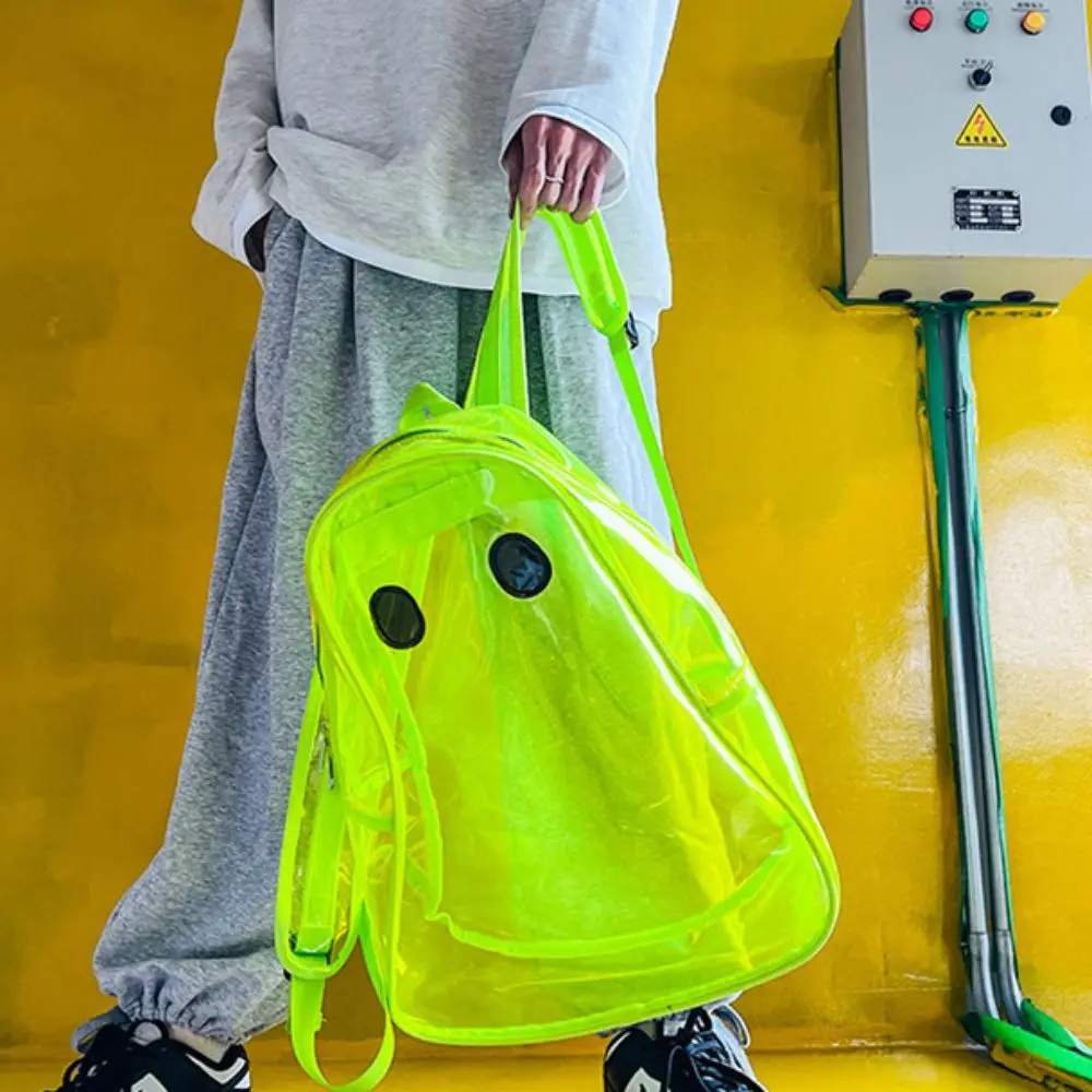 Dots Students Transparent PVC School Bag Zipper Candy Color Halloween Ghost Clear Backpack Handbag Travel Bag
