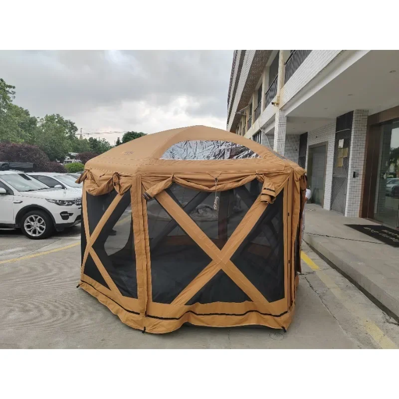 Outdoor camping family inflatable hexagonal rainproof thickened folding portable inflatable tent