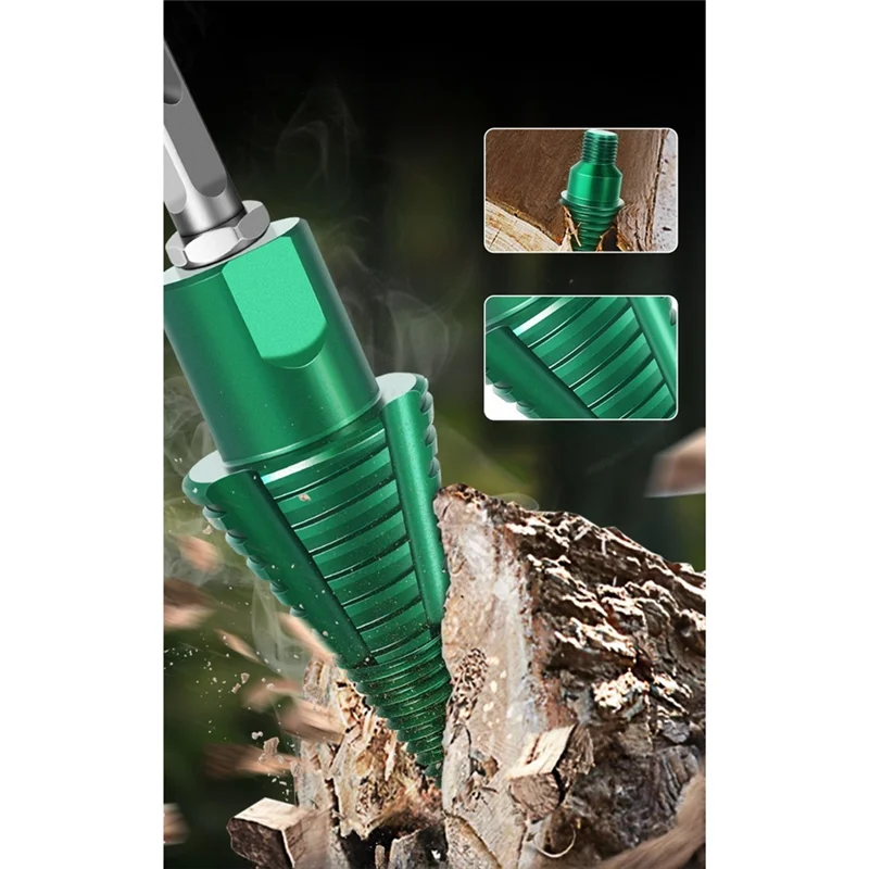 A95I-Woodworking Cone Spiral Groove Electric Hammer Chopping Drill Set Detachable Household Splitting Wood Tools