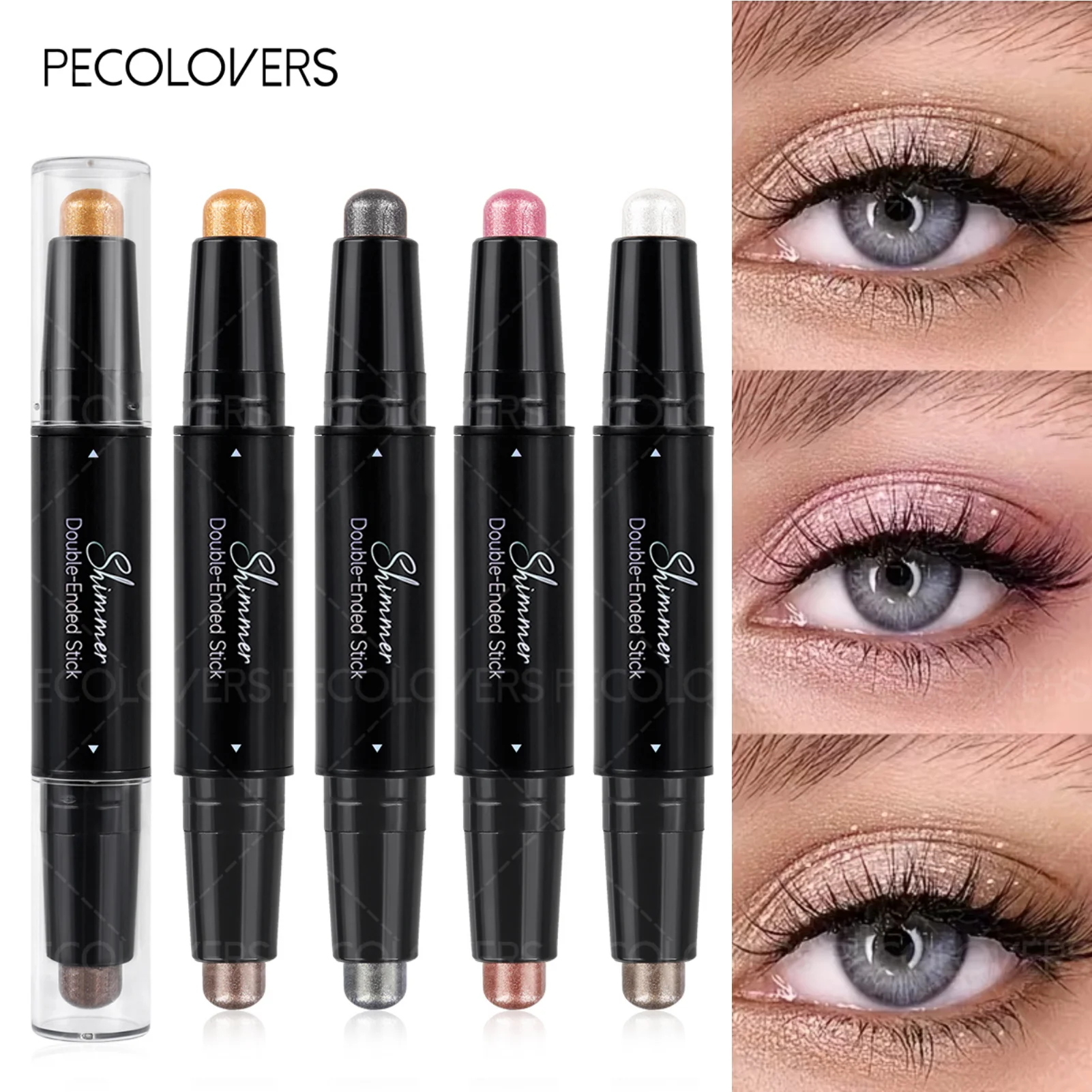 1PC Double-Ended Glitter Eyeshadow Stick - Shimmer Waterproof Long-Lasting