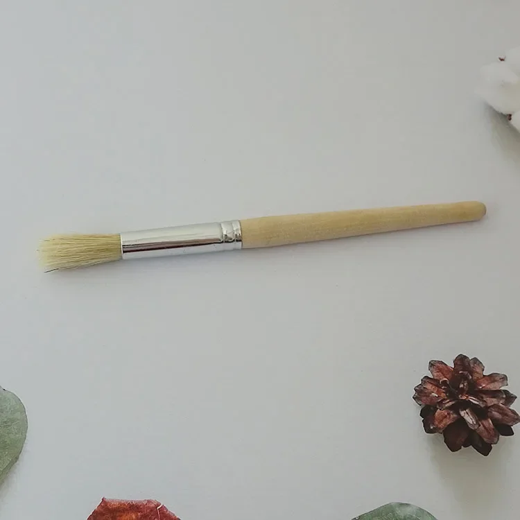 Manual grinder brush, round long handle, wooden handle, coffee cleaning brush, bristle barpowder receiver, powder cleaning brush