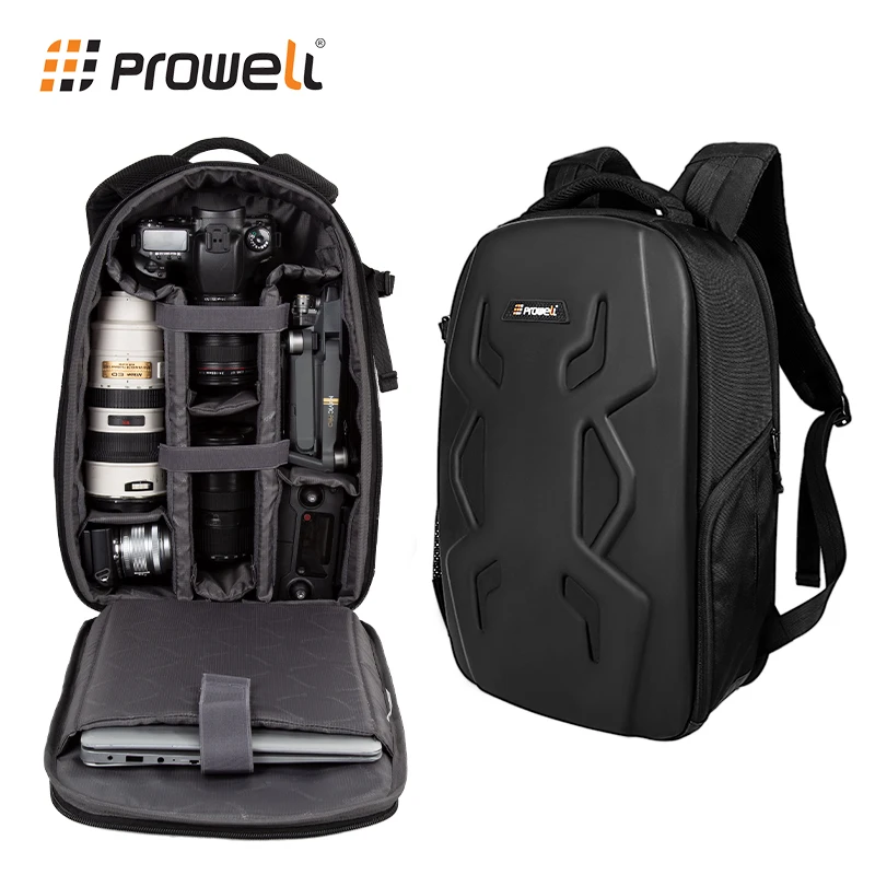 Prowell Hard Case Camera Backpack Waterproof Camera Bag Large Capacity Tablet Laptop Compartment Bag Camera Backpack