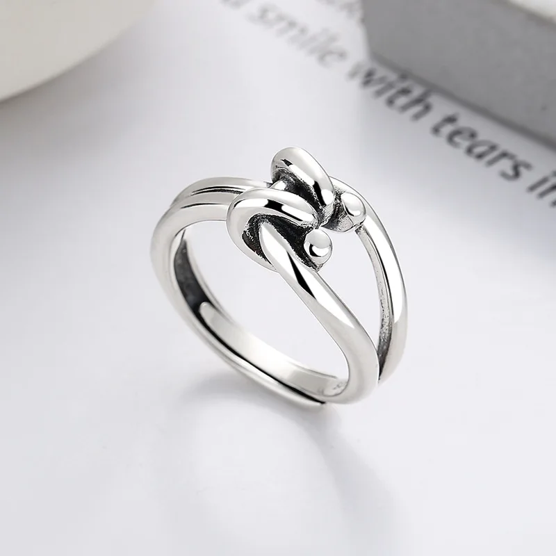 100% S925 Silver Retro Artistic Wraparound Cross Irregular Open-End Ring for Women and Men, Unique Design