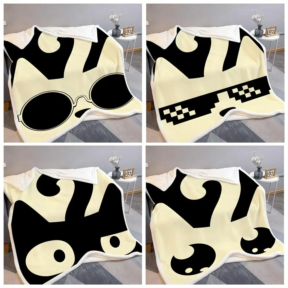 Mr Cat Throw Lightweight Soft Flannel Throw Blanket Summer Cooling AC Nap Blanket for Sofa Couch Bed Travel
