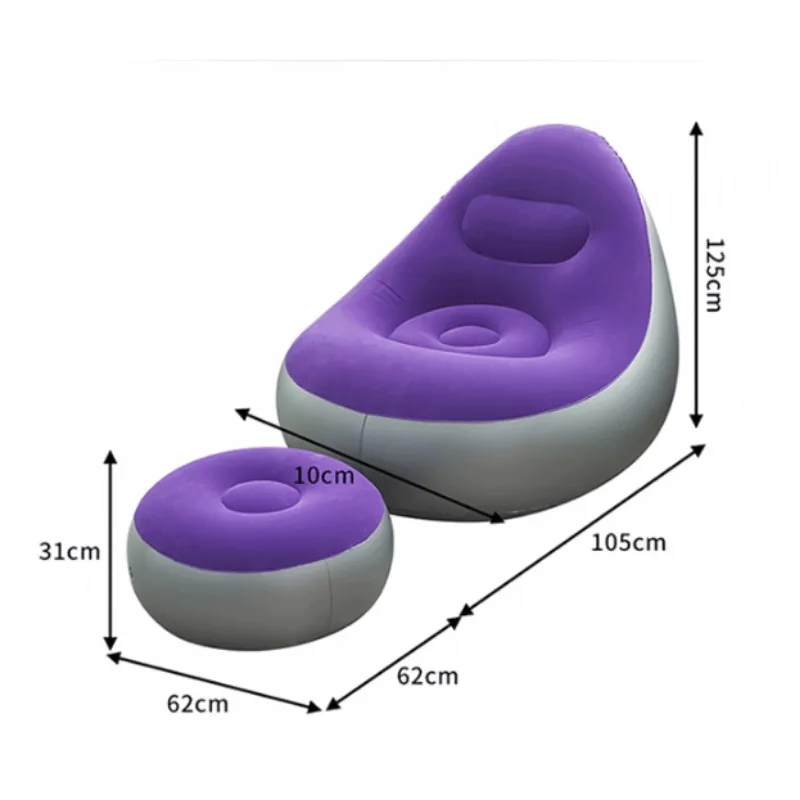 Portable Inflatable Sofa with Footrest Waterproof Foldable Lounger for Camping Hiking Outdoor Indoor Use Comfortable Velvet Red image 4