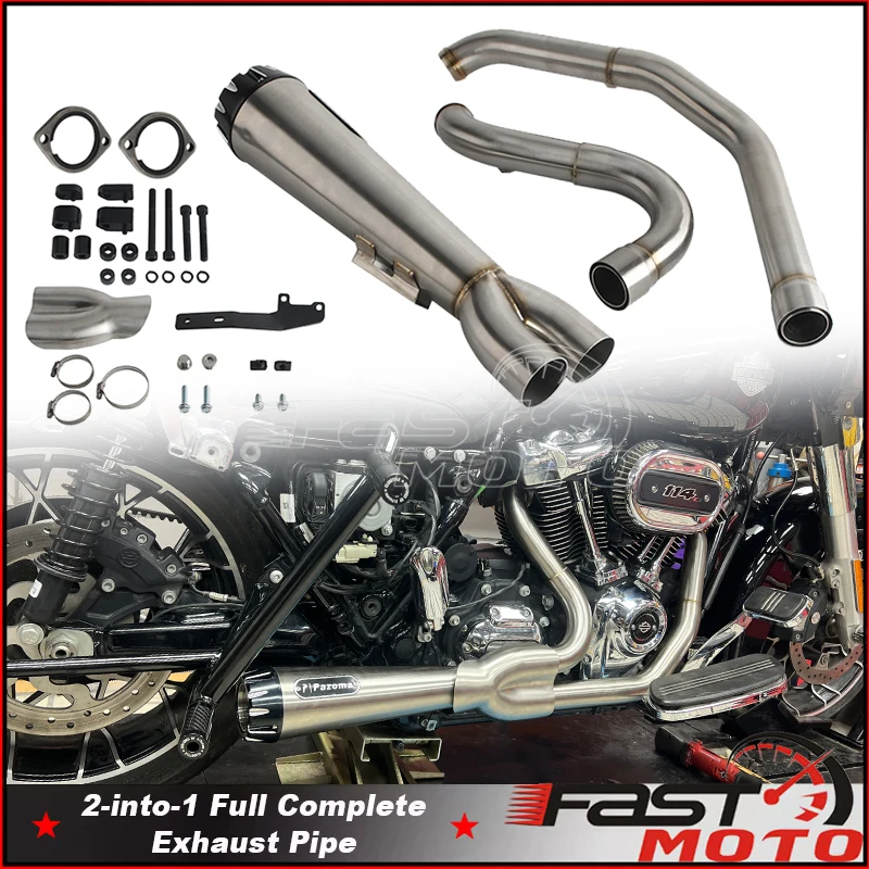 

Motorcycle Exhaust Muffler Pipes 51mm Big Head Tube Tapered Silencer Pipe For Harley Touring CVO Electra Street Glide ST Special